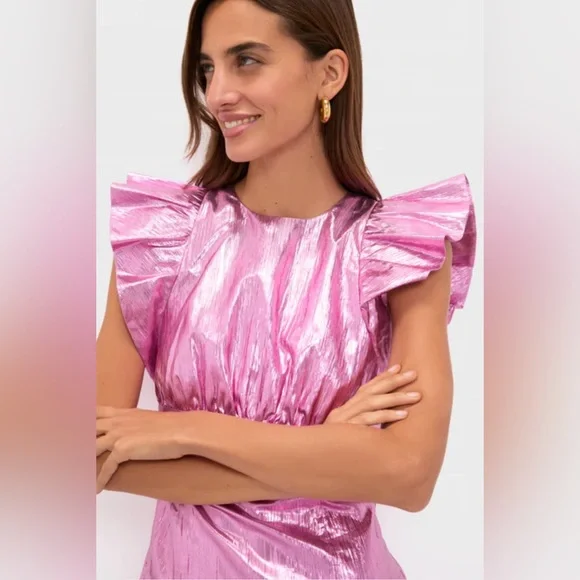 NWT HYACINTH HOUSE Pink Plisse Coolidge Mini Dress, Size XS - Picture 3 of 16